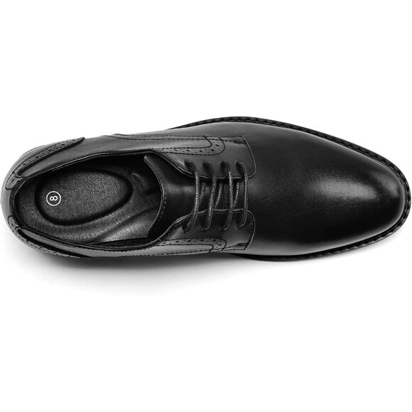 Men\'s All Black Shoes Formal Classic Business Lace up Oxford Shoes Wide Width